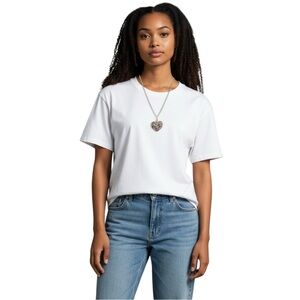 Gold Ceramic Heart Chain Necklace Length 14.5”